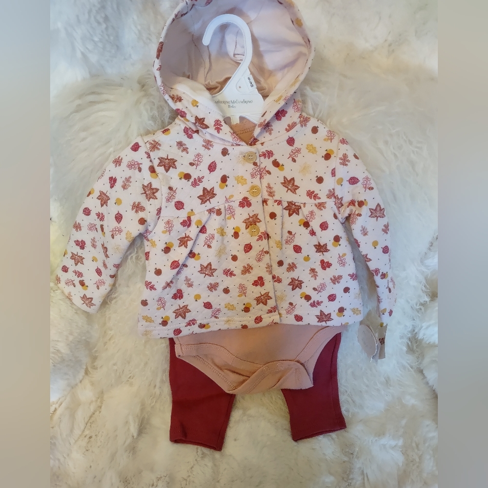 Catherine Malandrino baby, 6-9 mo 3 pc Set, Hooded Jacket, Onesie, Pants. NWTs